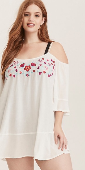 torrid Other - Torrid Embroidered Gauze Cold Shoulder Tunic Top